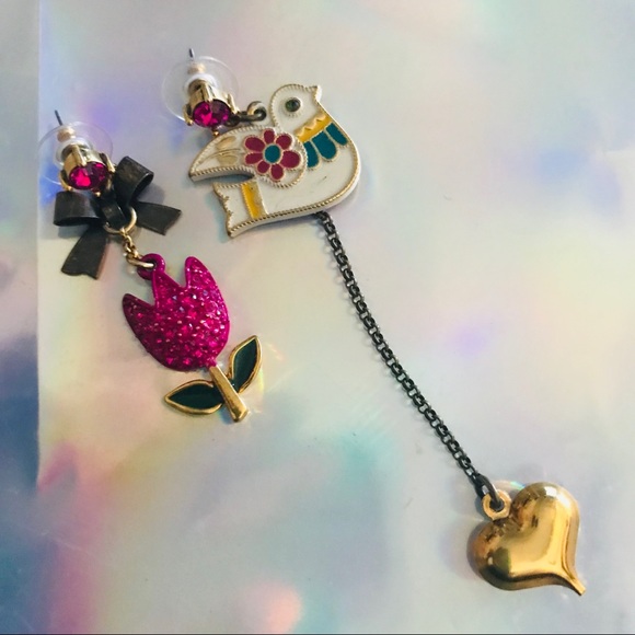 bird floral boho festival earrings Betsey Johnson